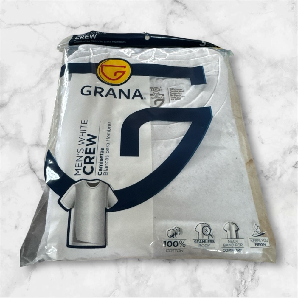 Grana Men's White Crew Neck T-Shirt NIP